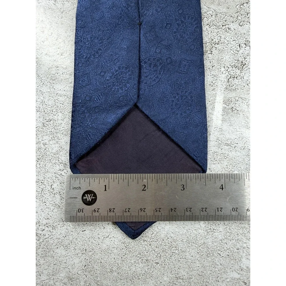 Surrey 100% Silk Tie Mens One Size Blue Geometric Jacquard Pointed Necktie